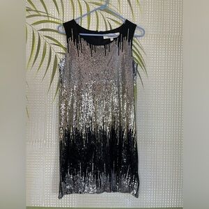 Emmalee sleeveless metallic sequined mini shift dress Size S
